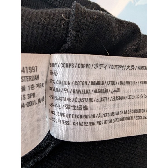 Hollister Womens 90s Ribbed Square Neck Mini Dress S Black Bodycon Soft Girl Y2K - Picture 6 of 12